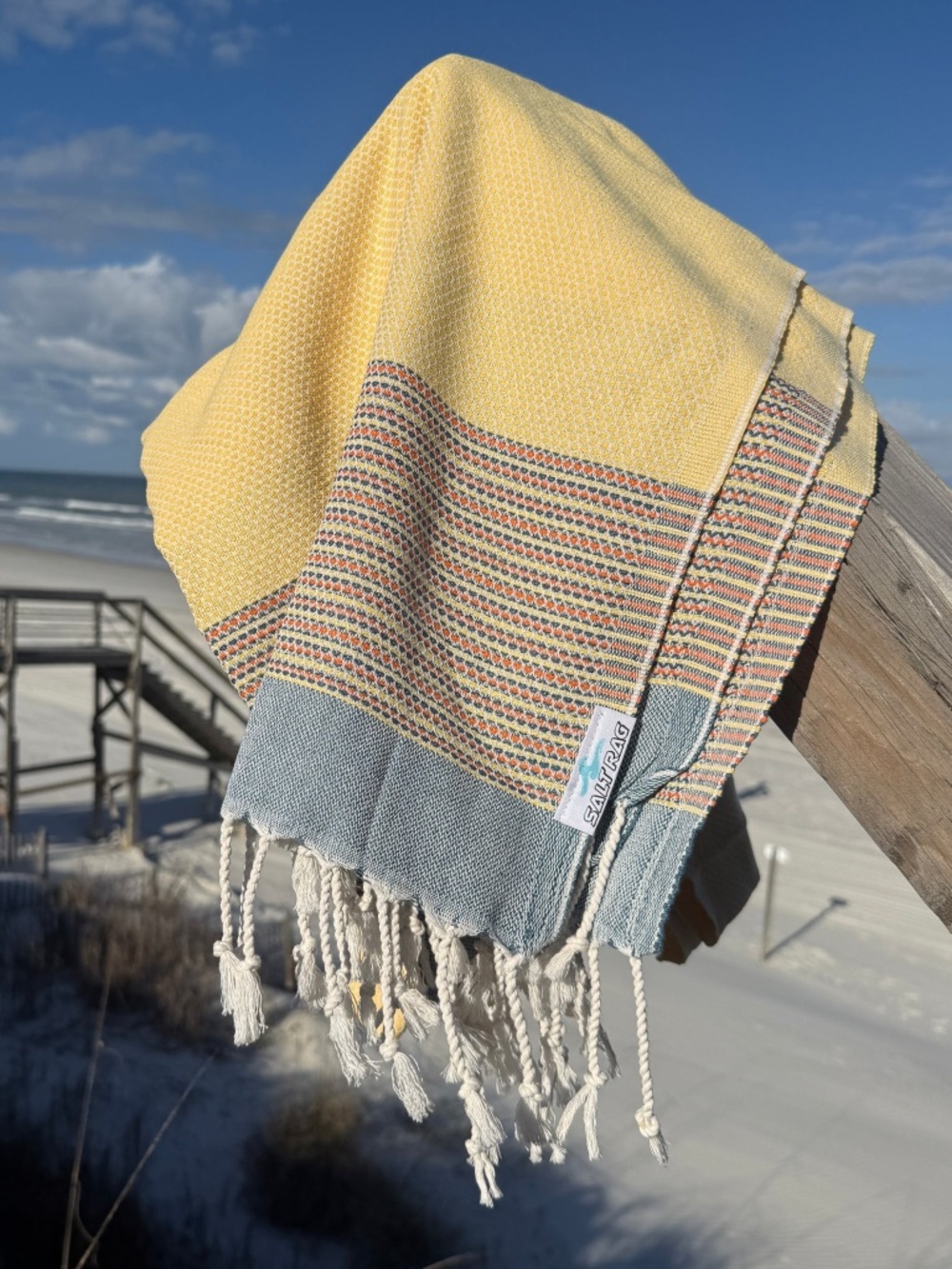 Angler Rag — Yellow Salt Rag™ Sand-Resistant Turkish Beach Towel - Picture 4 of 6